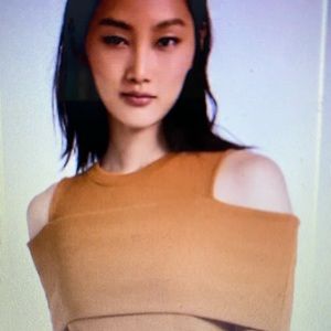 Tanya Taylor Sanna Top Caramel Orange Shoulder Cutout Wraparound Band Size XS